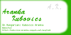 aranka kubovics business card